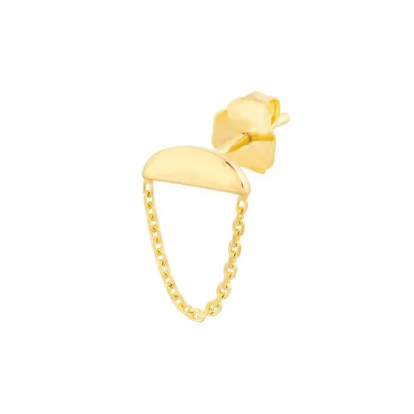 14KY Half Circle w/ Chain Single Earring Image 2 Erica DelGardo Jewelry Designs Houston, TX