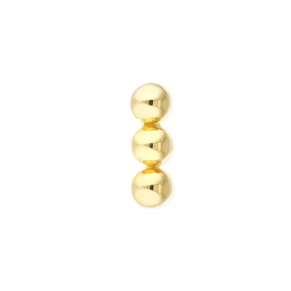 14KY Triple Bead Single Stud Earring Image 2 Erica DelGardo Jewelry Designs Houston, TX