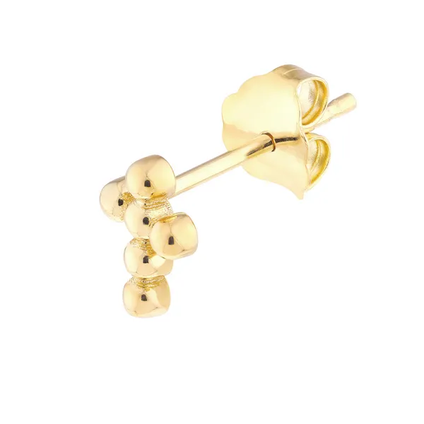 14KY Bead Cross Single Stud Earring Image 2 Erica DelGardo Jewelry Designs Houston, TX