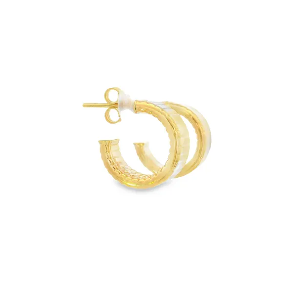 14KY Ribbed J Hoop Earrings Image 2 Erica DelGardo Jewelry Designs Houston, TX
