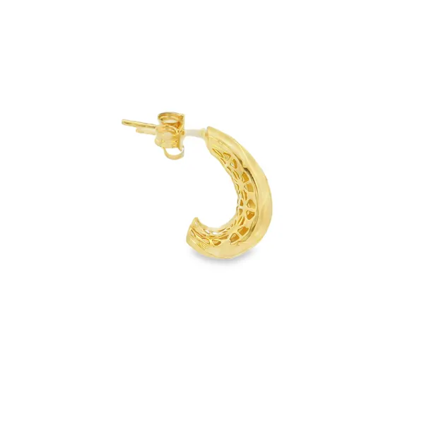 14KY Cross-Hatch J Hoops Image 2 Erica DelGardo Jewelry Designs Houston, TX