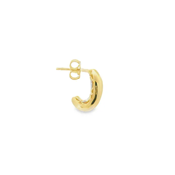 14KY Small Puffed J Hoops Image 2 Erica DelGardo Jewelry Designs Houston, TX
