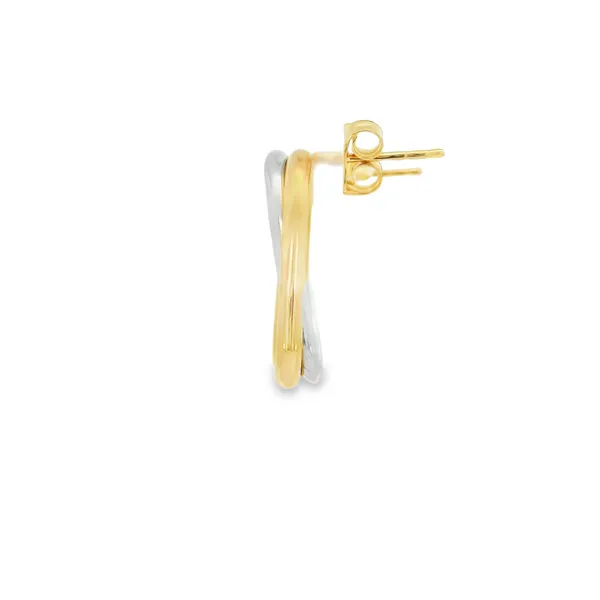 14K Two-Tone Double Open Oval Post Earrings Image 2 Erica DelGardo Jewelry Designs Houston, TX