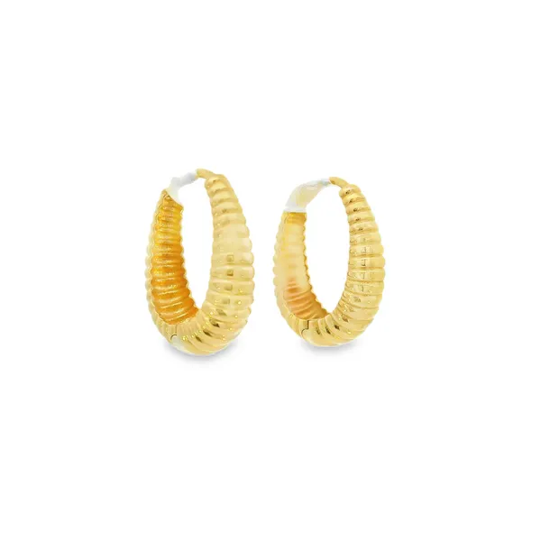 14K Yellow Gold Shrimp Hoops Image 2 Erica DelGardo Jewelry Designs Houston, TX