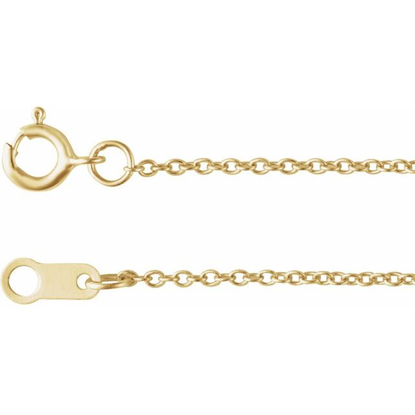 14KY 1mm Cable Chain with Spring Ring Clasp. 18