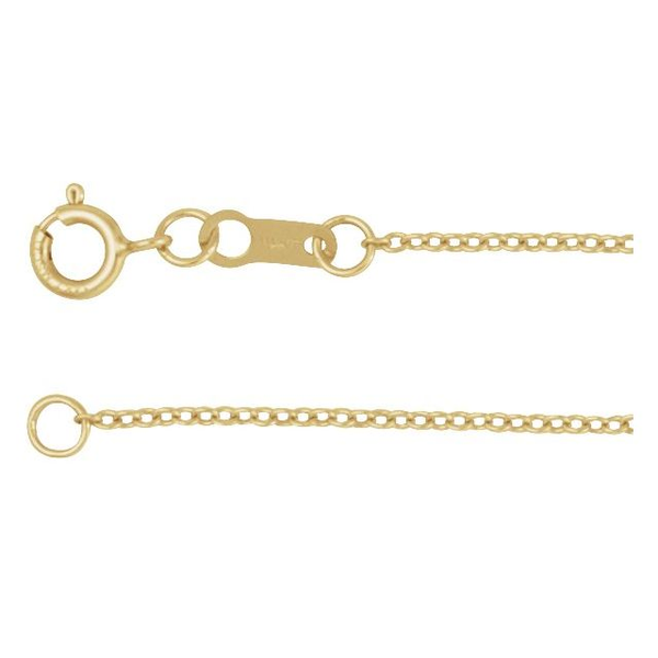 14KY 1mm Cable Chain with Spring Ring Clasp. 16