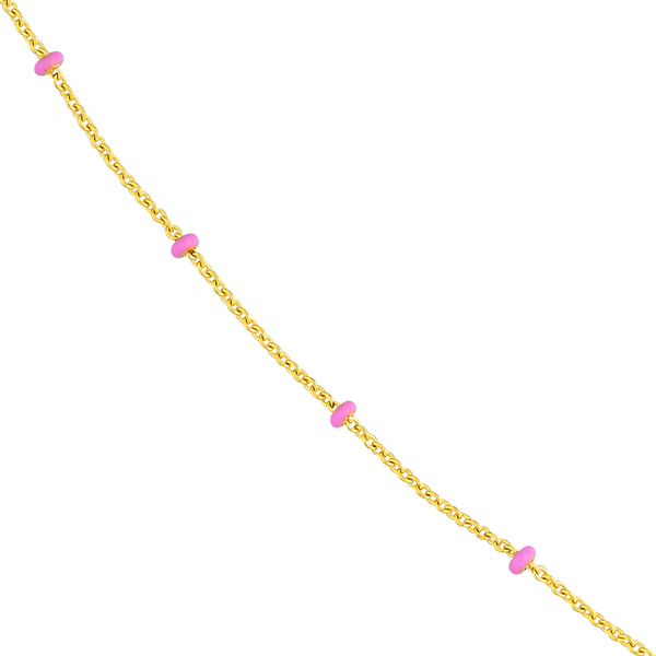 14KY Pink Enamel Bead Station Necklace Image 2 Erica DelGardo Jewelry Designs Houston, TX