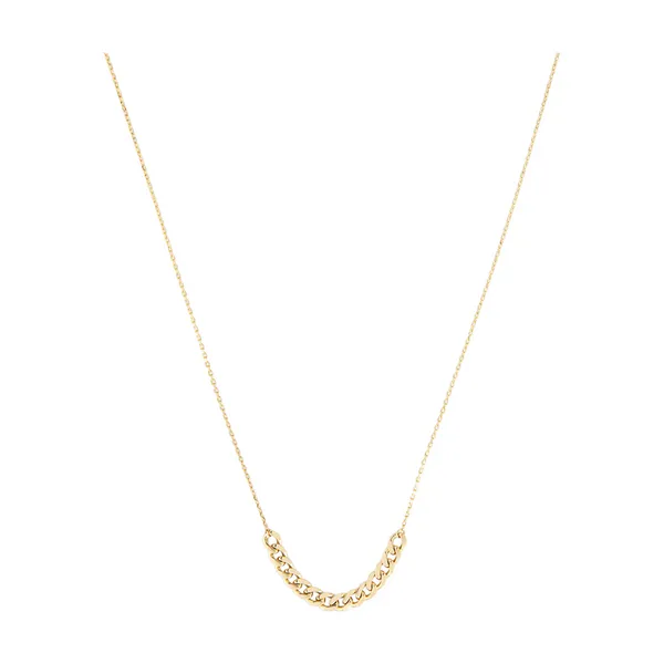 14KY Curb Chain Section Necklace 18