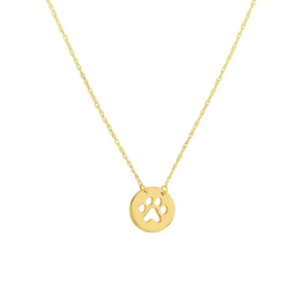 14KY Mini Disk w/ Paw Necklace Image 2 Erica DelGardo Jewelry Designs Houston, TX