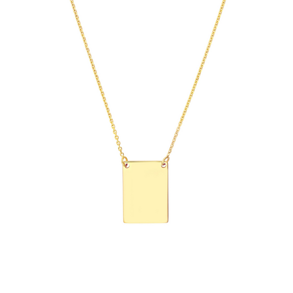 14KY Engravable Rectangle Necklace Erica DelGardo Jewelry Designs Houston, TX