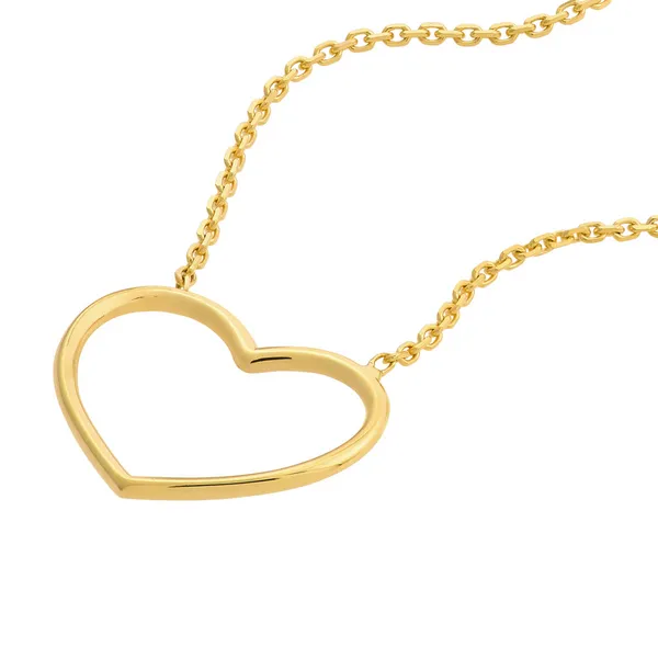 14KY Open Heart Necklace 16-18