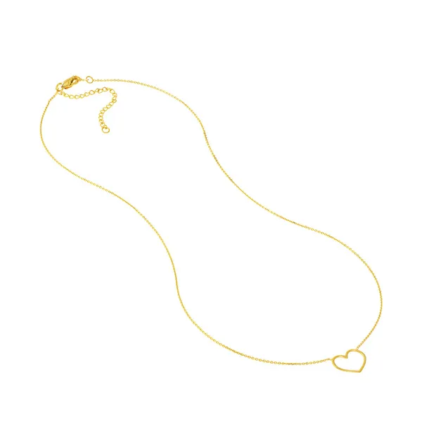 14KY Open Heart Necklace 16-18