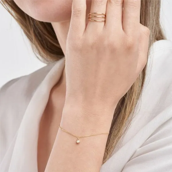 14KY Bezel Set Single Diamond Charm Bracelet Image 5 Erica DelGardo Jewelry Designs Houston, TX