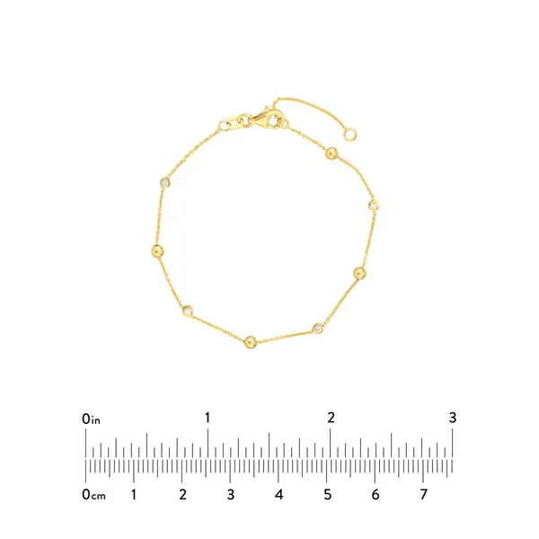 14KY Diamond Bezel & Bead Bracelet Image 4 Erica DelGardo Jewelry Designs Houston, TX