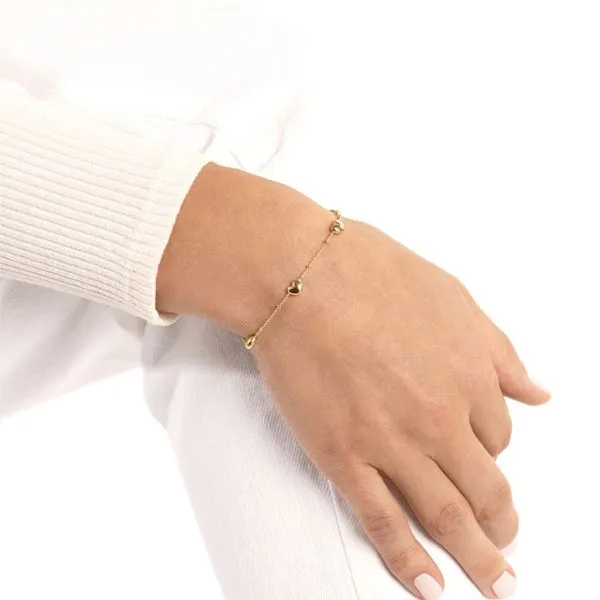 14KY Puffed Heart Station Bracelet Image 5 Erica DelGardo Jewelry Designs Houston, TX