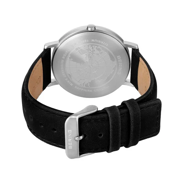 Titanium | Brushed Silver | Black Dial | Leather Band Image 5 Erica DelGardo Jewelry Designs Houston, TX