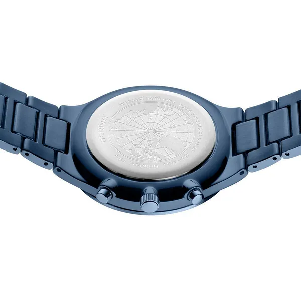 Titan Chrono | Brushed Blue | Orange Accents Image 3 Erica DelGardo Jewelry Designs Houston, TX
