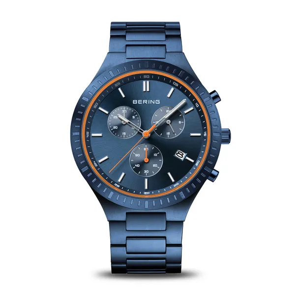 Titan Chrono | Brushed Blue | Orange Accents Erica DelGardo Jewelry Designs Houston, TX