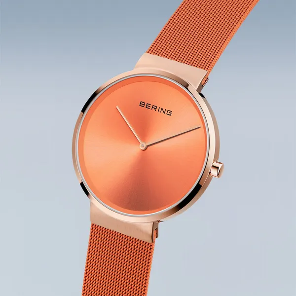 Classic | Polished Rose Gold | Orange Dial | 39mm Image 5 Erica DelGardo Jewelry Designs Houston, TX