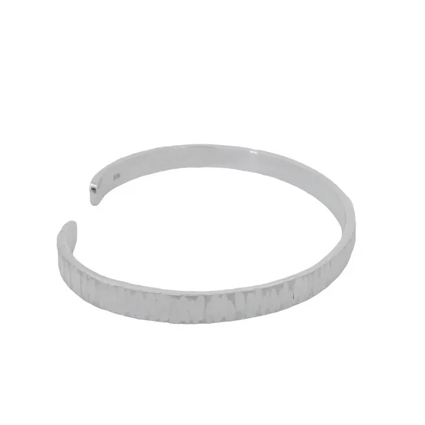 Sterling Silver 5.25mm Wood Texture Cuff Image 2 Erica DelGardo Jewelry Designs Houston, TX