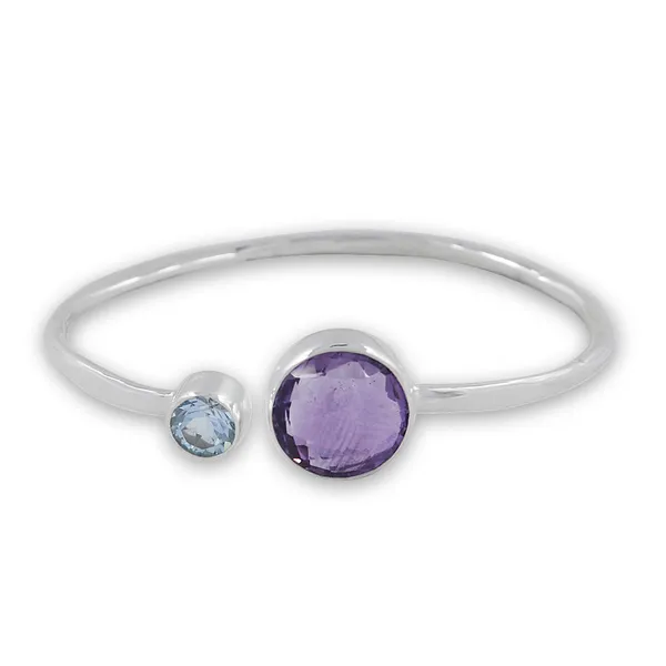 Sterling silver Amethyst & Blue Topaz  Bangle Erica DelGardo Jewelry Designs Houston, TX