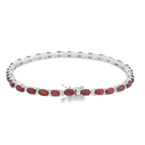 Sterling Silver Natural Ruby Silver Tennis Bracelet 7