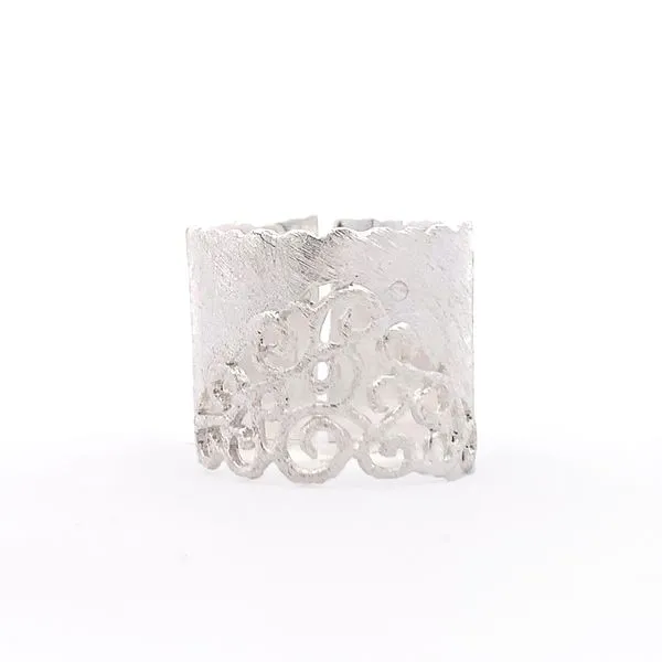 Sterling Silver Half Cut Out Swirl Band Erica DelGardo Jewelry Designs Houston, TX
