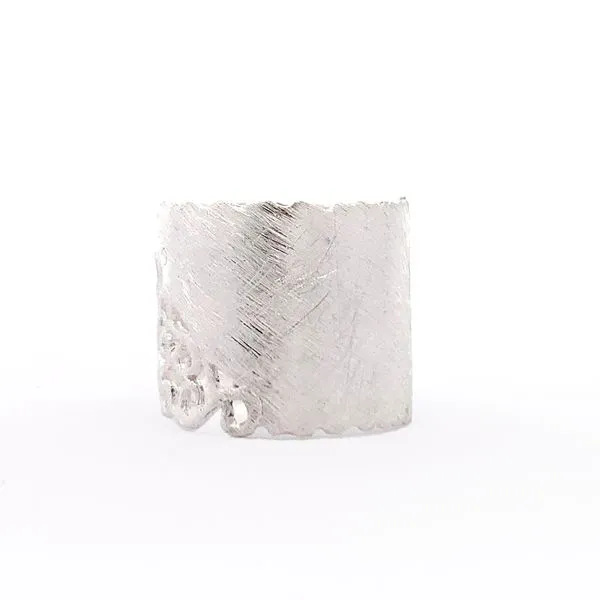Sterling Silver Half Cut Out Swirl Band Image 2 Erica DelGardo Jewelry Designs Houston, TX