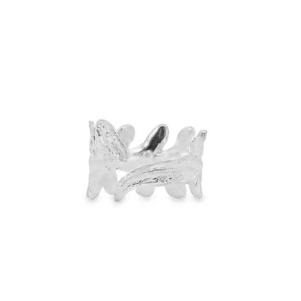Sterling Silver Fold Over Leaf Ring Image 2 Erica DelGardo Jewelry Designs Houston, TX