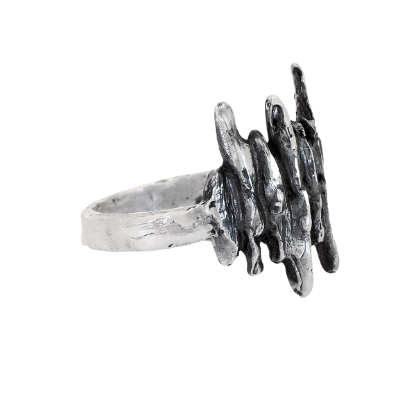 Sterling Silver Brutalist Style Ring Size 9.5 Image 2 Erica DelGardo Jewelry Designs Houston, TX
