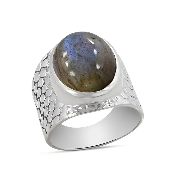 Sterling Silver Labradorite Textured Wide Band Ring Erica DelGardo Jewelry Designs Houston, TX