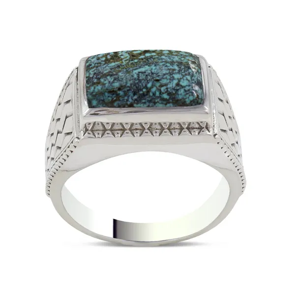 Sterling silver Tibetan Turquoise East-West Rectangular Ring. Erica DelGardo Jewelry Designs Houston, TX
