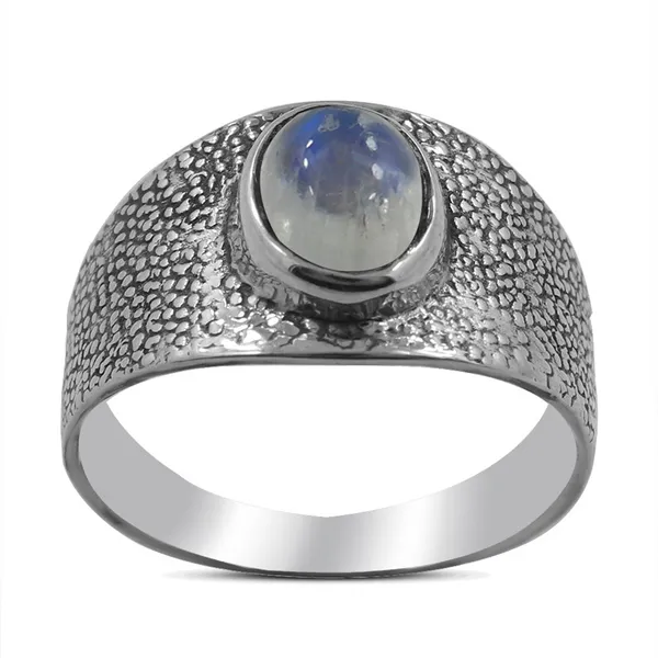 Sterling Silver Rainbow Moonstone Textured Band Ring. Erica DelGardo Jewelry Designs Houston, TX