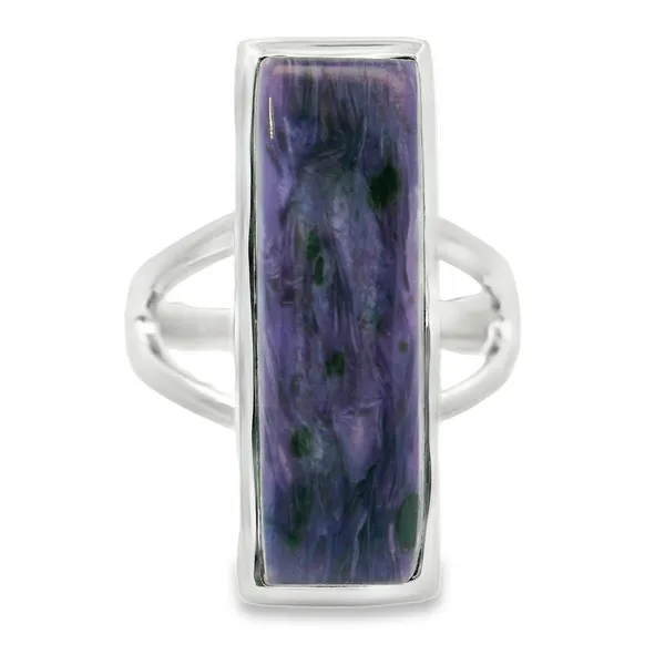 Sterling Silver Split Shank Charoite Ring. Erica DelGardo Jewelry Designs Houston, TX