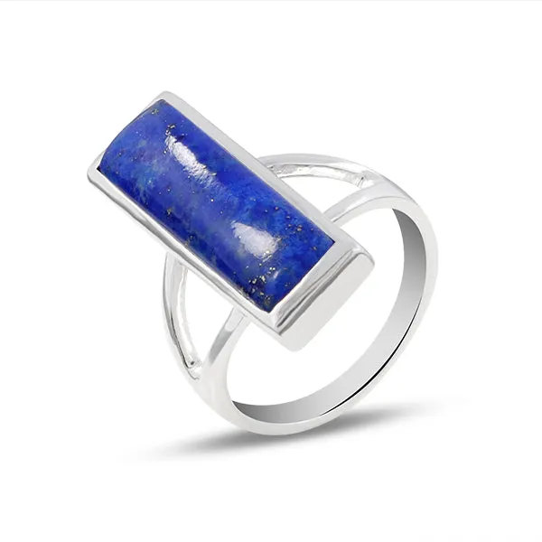 Sterling Silver Split Shank Lapis Lazuli Ring. Erica DelGardo Jewelry Designs Houston, TX