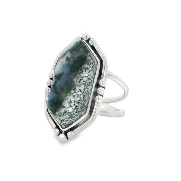 Sterling Silver Elongated Dendritic Opal Ring - Size 8 Erica DelGardo Jewelry Designs Houston, TX