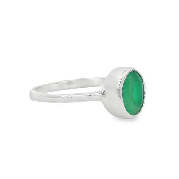 Sterling Silver Bezel Set Emerald Ring - Size 7 Image 2 Erica DelGardo Jewelry Designs Houston, TX