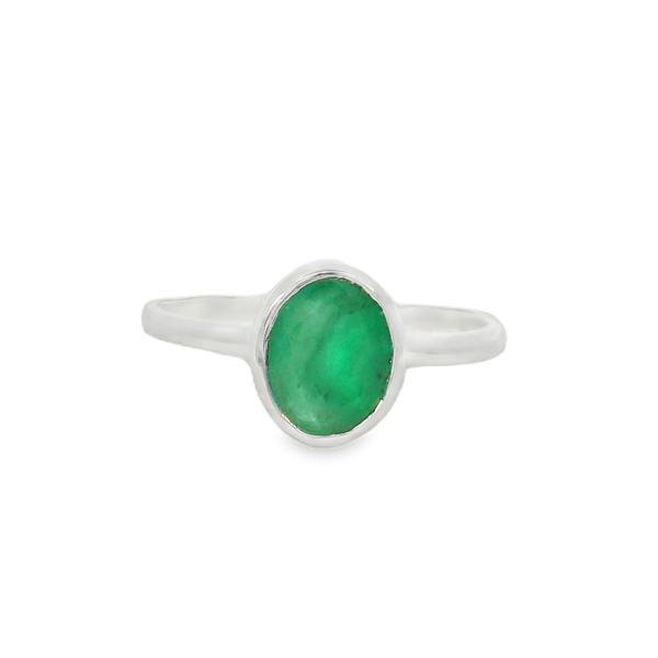 Sterling Silver Bezel Set Emerald Ring - Size 7 Erica DelGardo Jewelry Designs Houston, TX