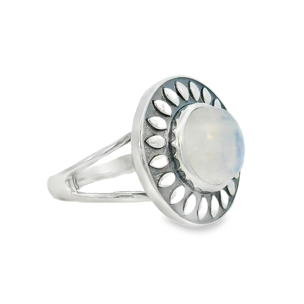 Sterling Silver Flower Rainbow Moonstone Ring - Size 7 Erica DelGardo Jewelry Designs Houston, TX
