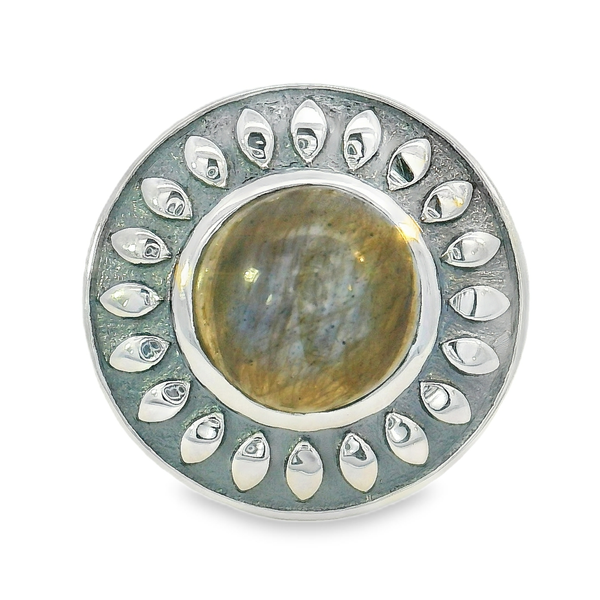 Sterling Silver Flower Labradorite Ring - Size 7 Image 2 Erica DelGardo Jewelry Designs Houston, TX