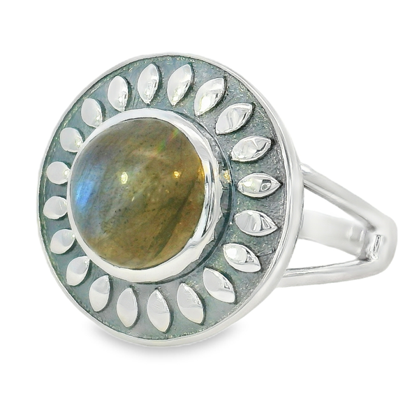 Sterling Silver Flower Labradorite Ring - Size 7 Erica DelGardo Jewelry Designs Houston, TX