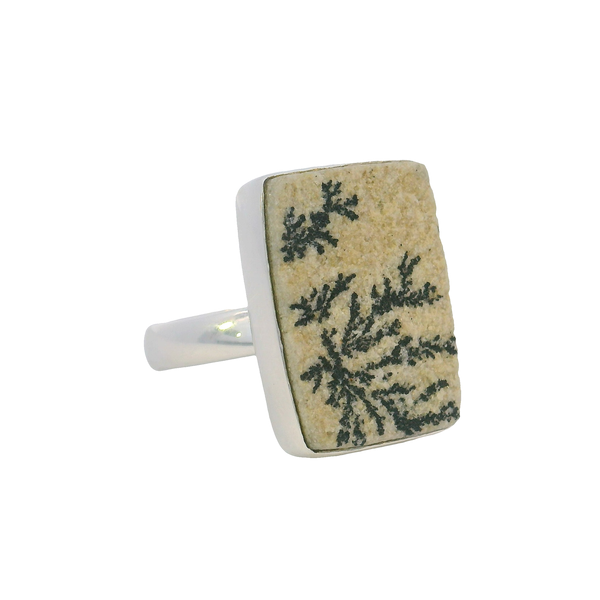 Sterling Silver Rectangular Russian Dendritic Opal Ring - Size 8 Image 2 Erica DelGardo Jewelry Designs Houston, TX