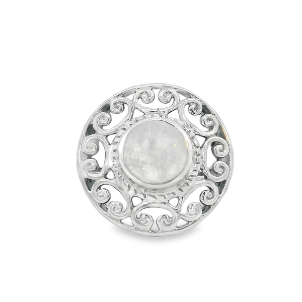 Sterling Silver Anique Style Rainbow Moonstone Ring - Size 7 Image 2 Erica DelGardo Jewelry Designs Houston, TX