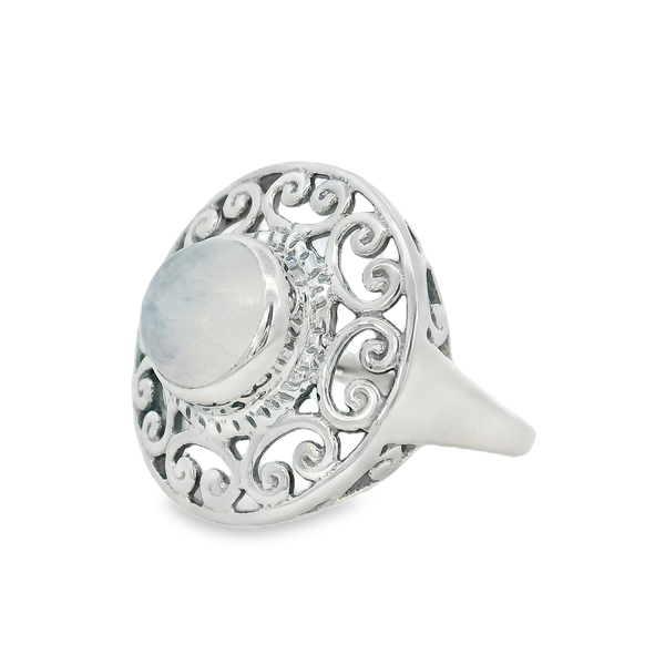 Sterling Silver Anique Style Rainbow Moonstone Ring - Size 7 Erica DelGardo Jewelry Designs Houston, TX