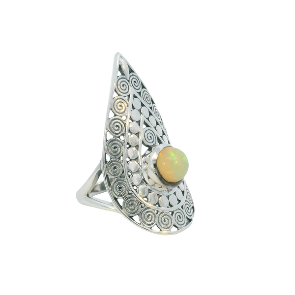 Sterling Silver Large Leaf Ethiopian Opal Ring - Size 6 Image 2 Erica DelGardo Jewelry Designs Houston, TX