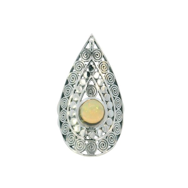 Sterling Silver Large Leaf Ethiopian Opal Ring - Size 6 Erica DelGardo Jewelry Designs Houston, TX