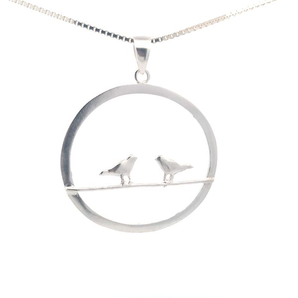 Sterling Silver Large Birds on Branch Pendant Erica DelGardo Jewelry Designs Houston, TX