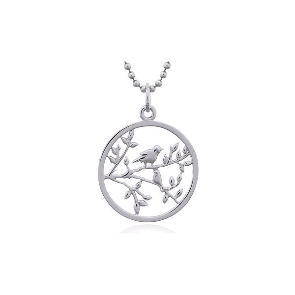 Sterling Silver Bird in Branch Pendant Erica DelGardo Jewelry Designs Houston, TX