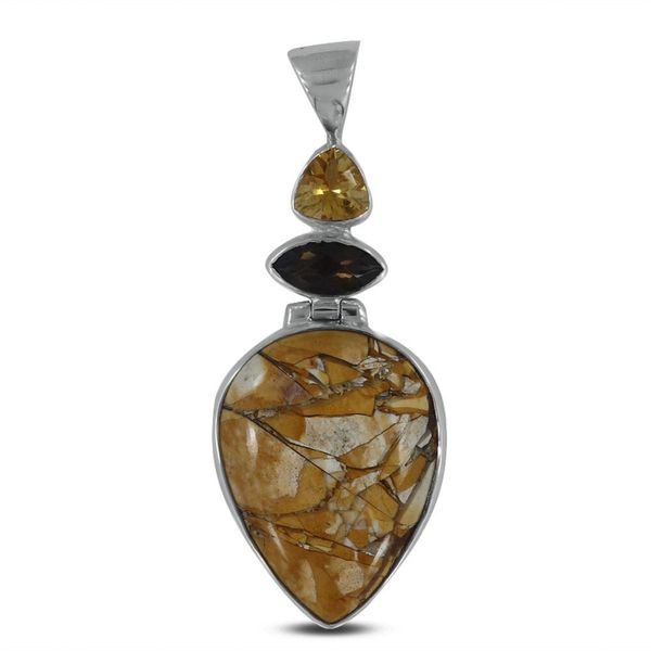 Brecciated Mookite Jasper, Smoky Quartz, & Citrine S.S. Pendant Erica DelGardo Jewelry Designs Houston, TX