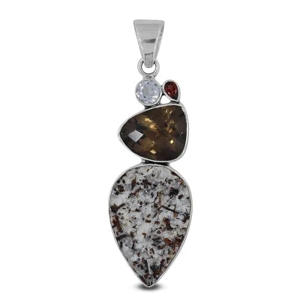 Astrophyllite and Smoky Quartz Sterling Silver Pendant Erica DelGardo Jewelry Designs Houston, TX